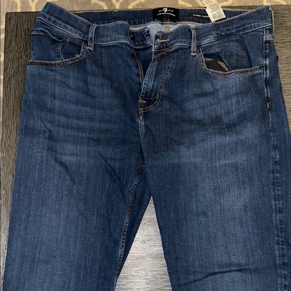 7 For All Mankind Dark Blue Slim Straight Jeans